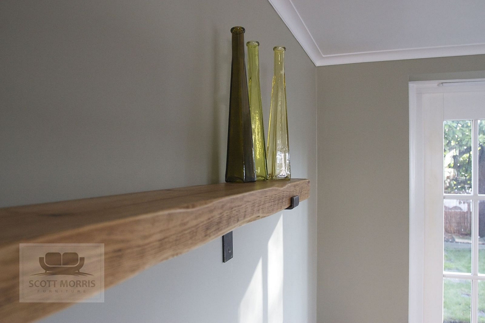 Scott Morris Furniture Chunky Solid Wood Industrial Steel Bracket Shelves